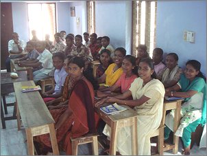 The 'fishing' children at the Education Resource Centre