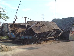 Chennai, where a fishing vessel is shown washed ashore by the Tsunami